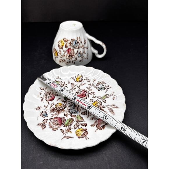 Vtg Staffordshire Bouquet Teacup, Johnson Brothers England Cup Saucer - Picture 7 of 16